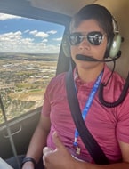 Aviation student in helicopter